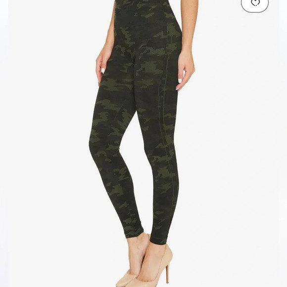 Spanx Look At Me Now High Waisted Stretch Leggings Pants Camo Green Size Small - Picture 9 of 13